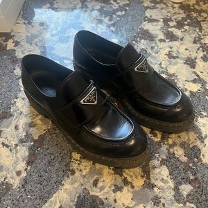 Prada black loafers Oxfords size 38